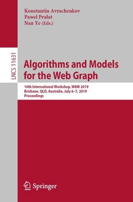 Abbildung von Avrachenkov / Pralat | Algorithms and Models for the Web Graph | 1. Auflage | 2019 | beck-shop.de