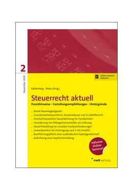 Abbildung von Kahlenberg / Weiß (Hrsg.) | Steuerrecht aktuell 2/2019 | 1. Auflage | 2019 | beck-shop.de