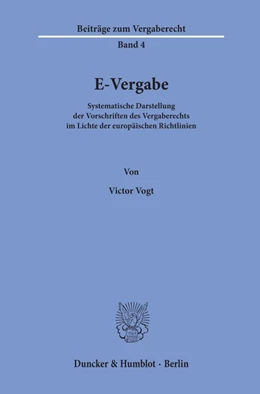 Abbildung von Vogt | E-Vergabe. | 1. Auflage | 2019 | beck-shop.de
