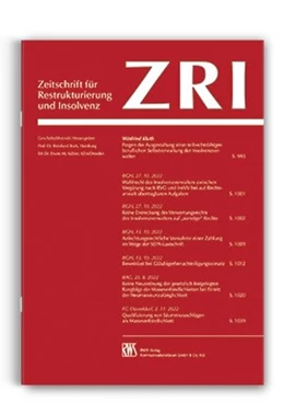 Abbildung von Zeitschrift für Restrukturierung und Insolvenz - ZRI | 1. Auflage | 2025 | beck-shop.de