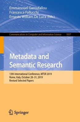 Abbildung von Garoufallou / Fallucchi | Metadata and Semantic Research | 1. Auflage | 2019 | beck-shop.de