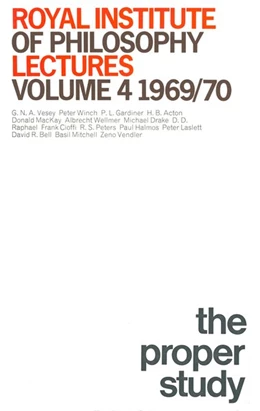 Abbildung von Na | Royal Institute of Philosophy Lectures, vol 4 1969-1970: The Proper Study | 1. Auflage | 2016 | beck-shop.de