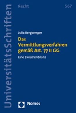 Abbildung von Bergkemper | Das Vermittlungsverfahren gemäß Art. 77 II GG | 1. Auflage | 2008 | beck-shop.de