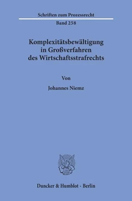 Abbildung von Niemz | Komplexitätsbewältigung in Großverfahren des Wirtschaftsstrafrechts | 1. Auflage | 2020 | beck-shop.de