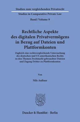 Abbildung von Außner | Rechtliche Aspekte des digitalen Privatvermögens in Bezug auf Dateien und Plattformkonten. | 1. Auflage | 2020 | beck-shop.de