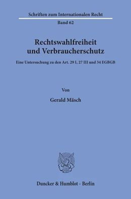 Abbildung von Mäsch | Rechtswahlfreiheit und Verbraucherschutz. | 1. Auflage | 1993 | beck-shop.de