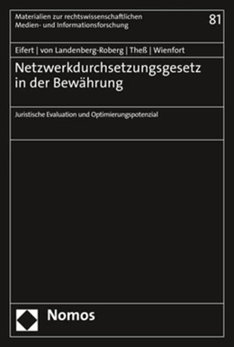 Abbildung von Eifert / Landenberg-Roberg | Netzwerkdurchsetzungsgesetz in der Bewährung | 1. Auflage | 2020 | 81 | beck-shop.de