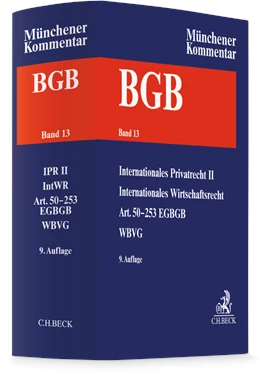 Abbildung von Münchener Kommentar zum Bürgerlichen Gesetzbuch: BGB, Band 13: Internationales Privatrecht II, Internationales Wirtschaftsrecht, Einführungsgesetz zum Bürgerlichen Gesetzbuche (Art. 50–253), WBVG | 9. Auflage | 2025 | beck-shop.de