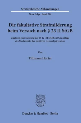 Abbildung von Horter | Die fakultative Strafmilderung beim Versuch nach § 23 II StGB. | 1. Auflage | 2020 | beck-shop.de