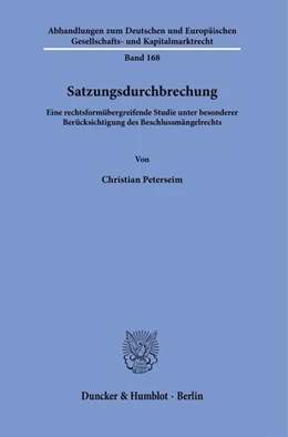 Abbildung von Peterseim | Satzungsdurchbrechung. | 1. Auflage | 2020 | beck-shop.de