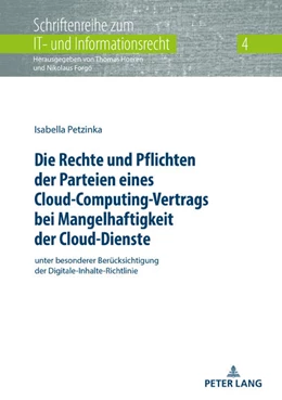 Abbildung von Petzinka | Die Rechte und Pflichten der Parteien eines Cloud-Computing-Vertrags bei Mangelhaftigkeit der Cloud-Dienste | 1. Auflage | 2020 | beck-shop.de