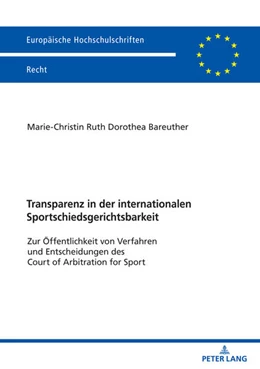 Abbildung von Bareuther | Transparenz in der internationalen Sportschiedsgerichtsbarkeit | 1. Auflage | 2020 | beck-shop.de