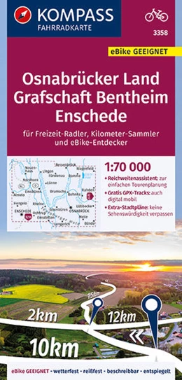 Abbildung von KOMPASS-Karten GmbH | KOMPASS Fahrradkarte 3358 Osnabrücker Land, Grafschaft Bentheim, Enschede 1:70.000 | 1. Auflage | 2021 | beck-shop.de