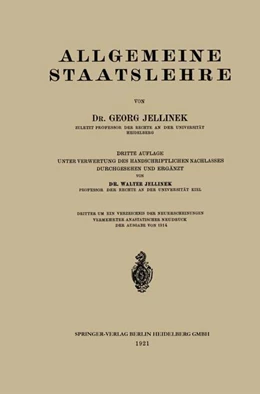 Abbildung von Jellinek | Allgemeine Staatslehre | 3. Auflage | 2013 | beck-shop.de