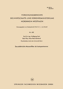 Abbildung von Paul | Das elektrische Massenfilter als Isotopentrenner | 1. Auflage | 2019 | beck-shop.de