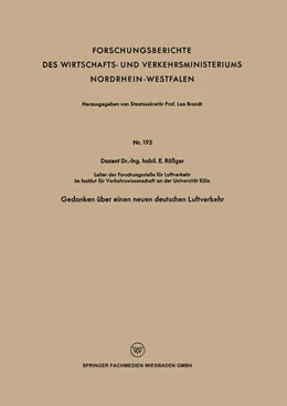 Abbildung von Rößger | Gedanken über einen neuen deutschen Luftverkehr | 1. Auflage | 2019 | beck-shop.de