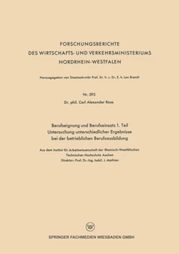 Abbildung von Roos | Berufseignung und Berufseinsatz 1. Teil Untersuchung unterschiedlicher Ergebnisse bei der betrieblichen Berufsausbildung | 1. Auflage | 2019 | beck-shop.de
