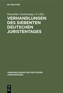 Abbildung von Verhandlungen des siebenten deutschen Juristentages | 1. Auflage | 1868 | beck-shop.de