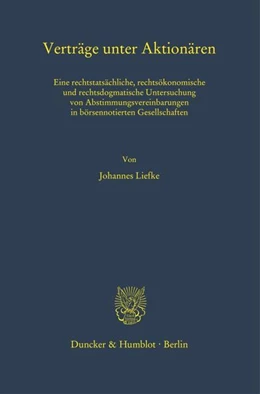 Abbildung von Liefke | Verträge unter Aktionären. | 1. Auflage | 2021 | beck-shop.de