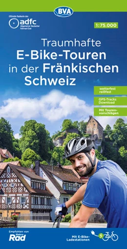 Abbildung von Allgemeiner Deutscher Fahrrad-Club e.V. (ADFC) / BVA BikeMedia GmbH | ADFC-Regionalkarte Traumhafte E-Bike-Touren in der Fränkischen Schweiz, 1:75.000, mit Tagestourenvorschlägen, reiß- und wetterfest, GPS-Tracks Download | 1. Auflage | 2021 | beck-shop.de