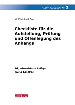 Abbildung von Farr | Farr, Checkliste 1 (Aufstellung, Prüfung und Offenlegung des Anhangs) | 10. Auflage | 2021 | beck-shop.de