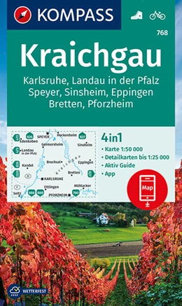 Abbildung von KOMPASS-Karten GmbH | KOMPASS Wanderkarte 768 Kraichgau, Karlsruhe, Landau i. d. Pfalz, Speyer, Sinsheim, Eppingen, Bretten, Pforzheim, 768 1:50.000 | 1. Auflage | 2022 | beck-shop.de