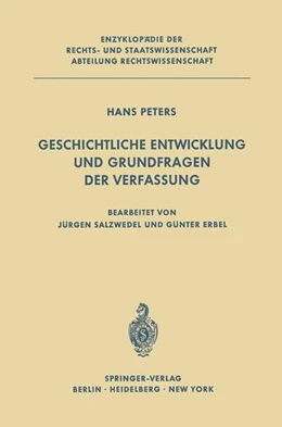 Abbildung von Peters | Geschichtliche Entwicklung und Grundfragen der Verfassung | 1. Auflage | 2013 | beck-shop.de