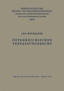 Abbildung von Kohlrausch / Kaskel | Österreichisches Verfassungsrecht | 1. Auflage | 2013 | beck-shop.de