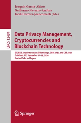 Abbildung von Garcia-Alfaro / Navarro-Arribas | Data Privacy Management, Cryptocurrencies and Blockchain Technology | 1. Auflage | 2020 | beck-shop.de