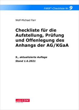 Abbildung von Farr | Farr, Checkliste 9 (Anhangs der AG/KGaA), 9.A. | 9. Auflage | 2021 | beck-shop.de