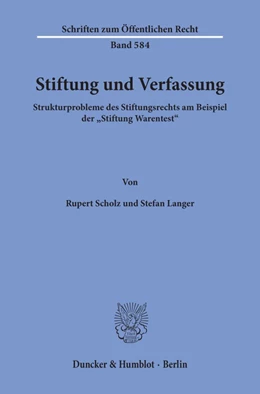 Abbildung von Scholz / Langer | Stiftung und Verfassung | 1. Auflage | 1990 | beck-shop.de