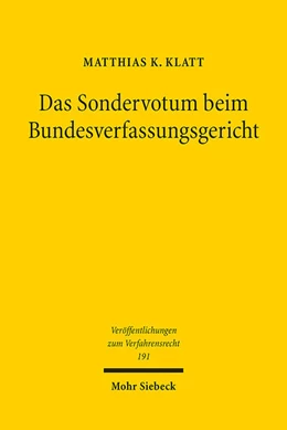 Abbildung von Klatt | Das Sondervotum beim Bundesverfassungsgericht | 1. Auflage | 2023 | beck-shop.de