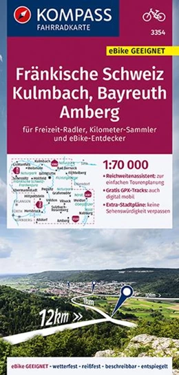 Abbildung von KOMPASS-Karten GmbH | KOMPASS Fahrradkarte 3354 Fränkische Schweiz, Kulmbach, Bayreuth, Amberg 1:70.000 | 1. Auflage | 2022 | beck-shop.de