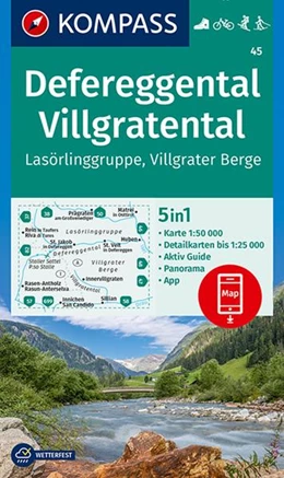 Abbildung von KOMPASS-Karten GmbH | KOMPASS Wanderkarte 45 Defereggental, Villgratental, Lasörlinggruppe, Villgrater Berge 1:50.000 | 1. Auflage | 2022 | beck-shop.de