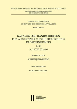 Abbildung von Katalog der Handschriften des Augustiner Chorherrenstiftes Klosterneuburg | 1. Auflage | 2020 | 2,41 | beck-shop.de