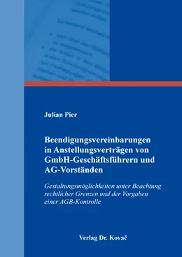 Abbildung von Pier | Beendigungsvereinbarungen in Anstellungsverträgen von GmbH-Geschäftsführern und AG-Vorständen | 1. Auflage | 2022 | 256 | beck-shop.de