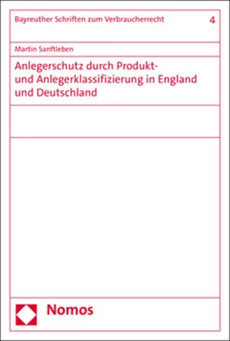 Abbildung von Sanftleben | Anlegerschutz durch Produkt- und Anlegerklassifizierung in England und Deutschland | 1. Auflage | 2022 | beck-shop.de