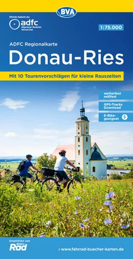 Abbildung von Allgemeiner Deutscher Fahrrad-Club e.V. (ADFC) / BVA BikeMedia GmbH | ADFC-Regionalkarte Donau-Ries, 1:50.000, mit Tagestourenvorschlägen, reiß- und wetterfest, E-Bike-geeignet, GPS-Tracks Download | 2. Auflage | 2022 | beck-shop.de