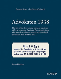 Abbildung von Reiter-Zatloukal / Sauer | Advokaten 1938 English edition | 2. Auflage | 2022 | beck-shop.de