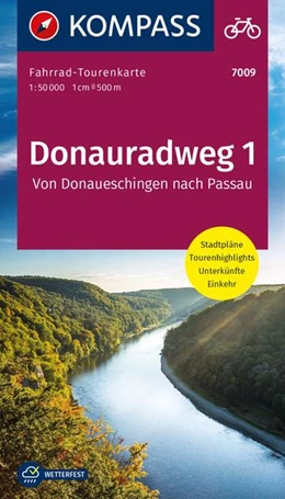 Abbildung von KOMPASS Fahrrad-Tourenkarte Donauradweg 1, von Donaueschingen nach Passau 1:50.000 | 1. Auflage | 2022 | beck-shop.de