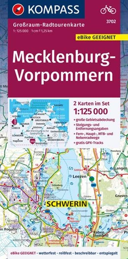 Abbildung von KOMPASS Großraum-Radtourenkarte 3702 Mecklenburg-Vorpommern 1:125.000 | 1. Auflage | 2022 | beck-shop.de