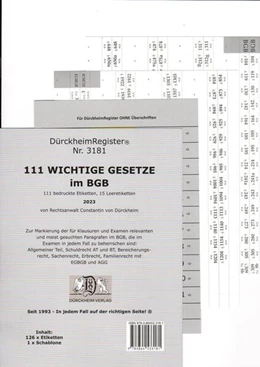 Abbildung von Dürckheim | BGB - Wichtige §§ im Bürgerlichen Gesetzbuch OHNE Stichworte - Dürckheim-Register (Nr. 3181) | 1. Auflage | 2023 | beck-shop.de