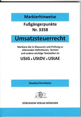 Abbildung von Glaubitz / Dürckheim | UMSATZSTEUERRECHT 2022 Dürckheim-Markierhinweise/Fußgängerpunkte für das Steuerberaterexamen | 8. Auflage | 2022 | beck-shop.de