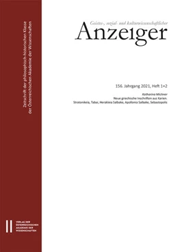 Abbildung von Wissenschaften | Geistes-, sozial- und kulturwissenschaftlicher Anzeiger - Zeitschrift der philosophisch-historischen Klasse der Österreichischen Akademie der Wissenschaften, 156. Jahrgang (2021), Heft 1 + 2 | 1. Auflage | 2022 | 156 | beck-shop.de