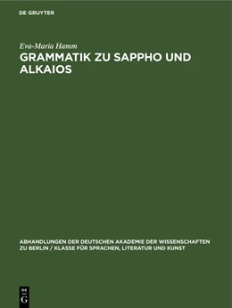 Abbildung von Hamm | Grammatik zu Sappho und Alkaios | 1. Auflage | 1958 | beck-shop.de