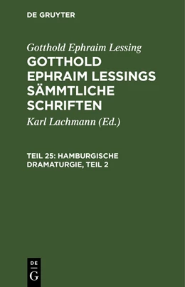 Abbildung von Lessing / Lachmann | Hamburgische Dramaturgie, Teil 2 | 1. Auflage | 1806 | beck-shop.de