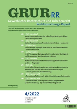 Abbildung von GRUR-RR • Gewerblicher Rechtsschutz und Urheberrecht Rechtsprechungs-Report | 18. Auflage | 2025 | beck-shop.de