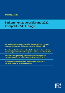 Abbildung von Arndt | Einkommensteuererklärung 2022 Kompakt | 14. Auflage | 2023 | beck-shop.de