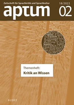 Abbildung von Rhein / Lautenschläger | Aptum, Zeitschrift für Sprachkritik und Sprachkultur 18. Jahrgang. 2022, Heft 2 | 1. Auflage | 2022 | beck-shop.de