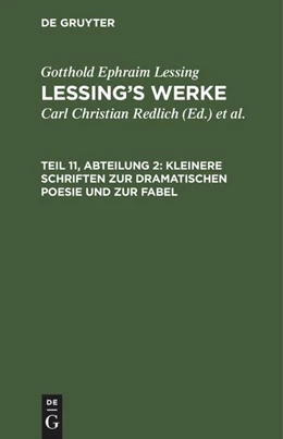 Abbildung von Redlich / Pilger | Kleinere Schriften zur dramatischen Poesie und zur Fabel | 1. Auflage | 1872 | beck-shop.de